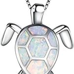 Hithop Cute Turtle Pendant Necklace Lovely Animals White Fire Opal Plated Silver Necklace Jewellery Gifts